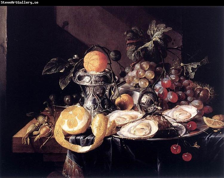 Cornelis de Heem Still-Life with Oysters, Lemons and Grapes